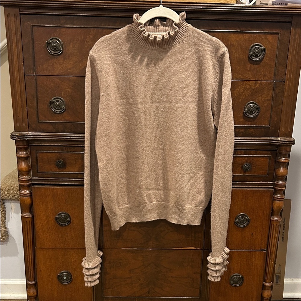 Boden Ruffle Neck and Sleeve Wool Blend Knit Sweater Women's Size M